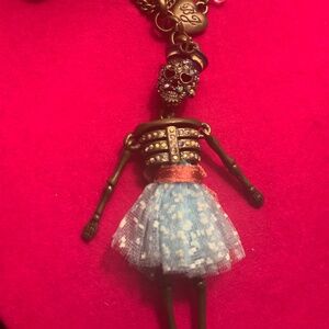 Betsey Johnson Ivy League Skull Pendant with Flower - 11